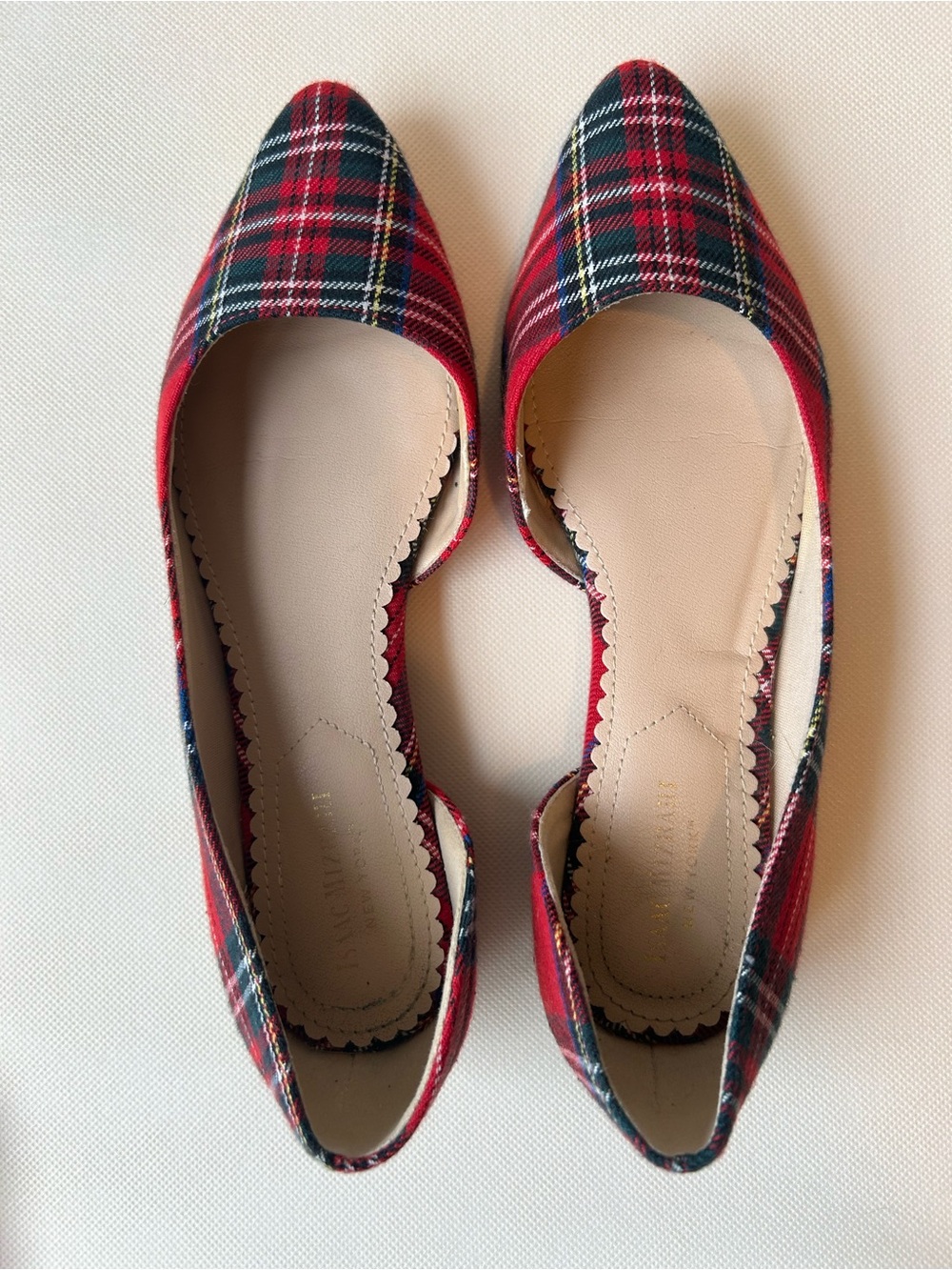 Isaac Mizrahi Red Plaid d’Orsay Pointed-Toe Flats